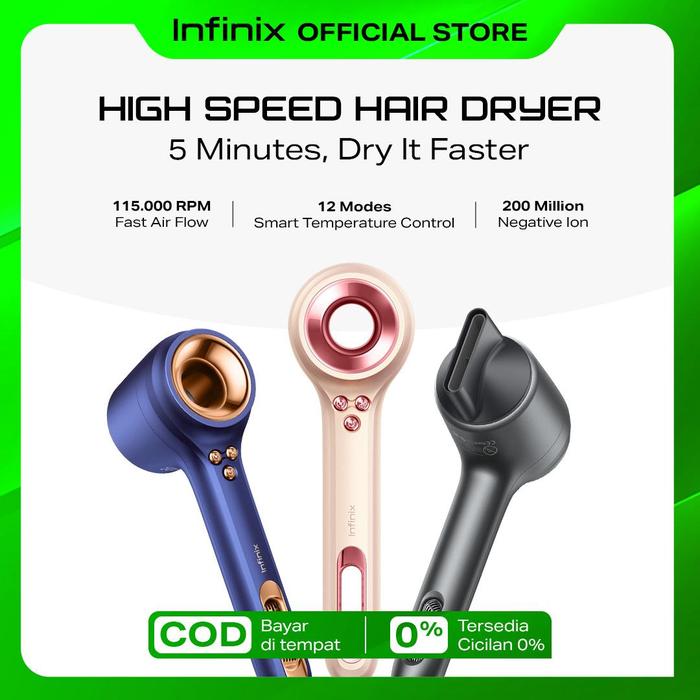 Gambar Infinix Hair Dryer | Pengering Rambut - 64db Ultra Silence - High Speed Drying - Smart Temperature Control - Magnetic Nozzle - Dust Proof - Blue dari Infinix Indonesia Kota Administrasi Jakarta Utara Tokopedia