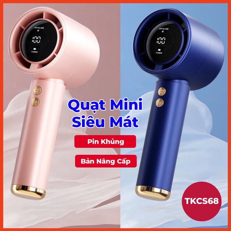 Quạt M2 5000mAh cầm tay mini di động có thể sạc gió mạnh 100 tốc độ turbo phản lực màn hình hiển thị pin tặng dây đeo