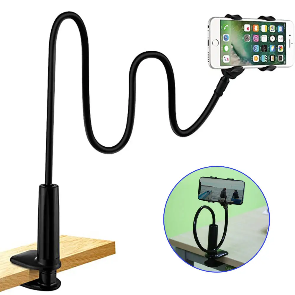 Giá Chân Đế Điện Thoại Di Động Thông Dụng, Có Thể Điều Chỉnh 360 °, Giá Đỡ Cổ Ngỗng Cánh Tay Dài, Thích Hợp Cho Bàn Giường, Kẹp Điện Thoại Di Động Kẹp Gắn Giá Đỡ