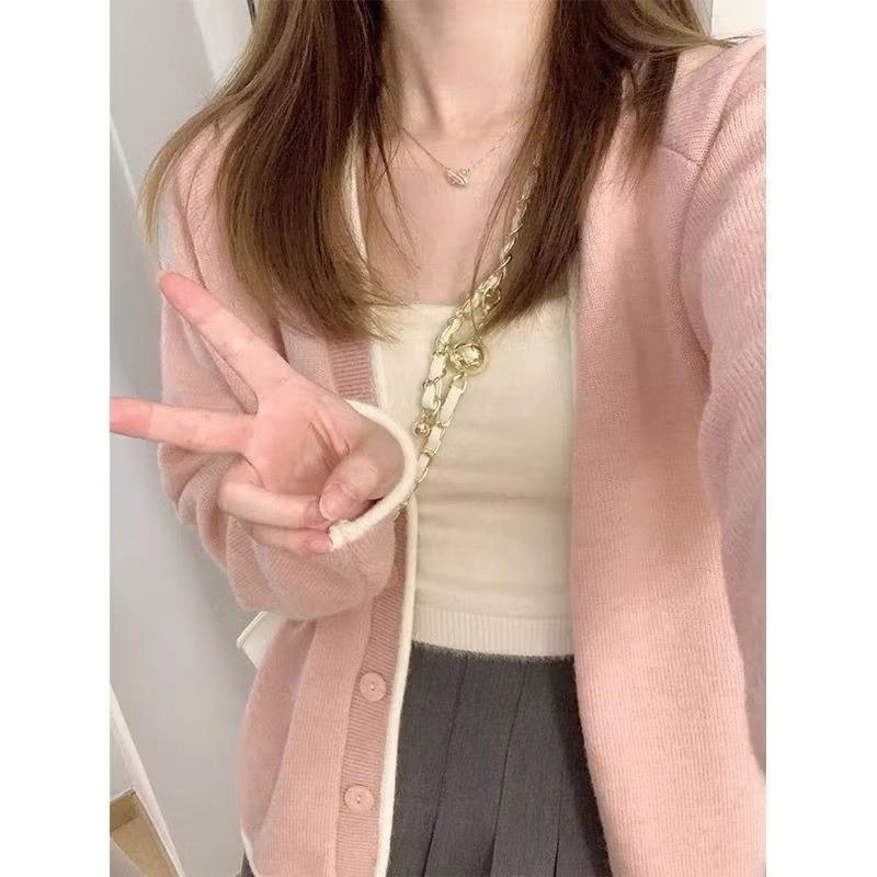 TONG HOP- Áo khoác len cadigan màu hồng ngọt ngào xinh xắn BIGSIZE DƯỚI 80kg