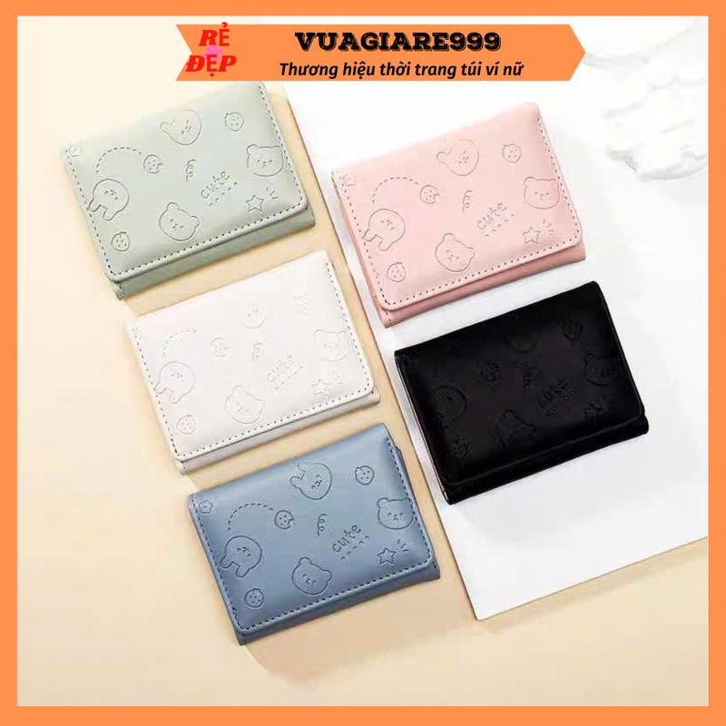 Ví nữ gấp 3 mini cầm tay nhiều ngăn họa tiết gấu cute siêu xinh nhỏ gọn bỏ túi thời trang hàn quốc VN23
