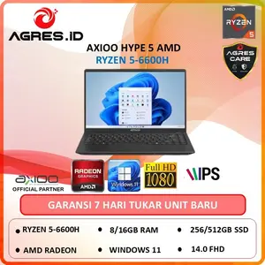 AXIOO HYPE 5 AMD X6 RYZEN 5 6600H 16GB 512GB W11+OFFICE PERMANEN 14.0FHD IPS BLIT HDMI