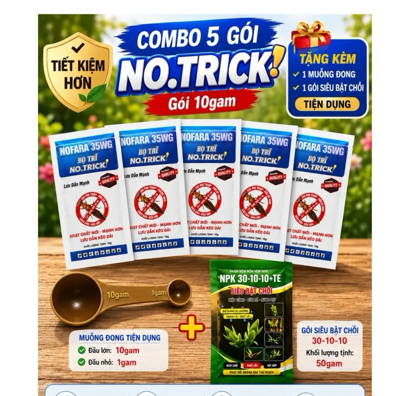 Bộ Phân bón NPK 30-10-10+TE 50gam Bọ Trĩ No.Trick gói 10gam