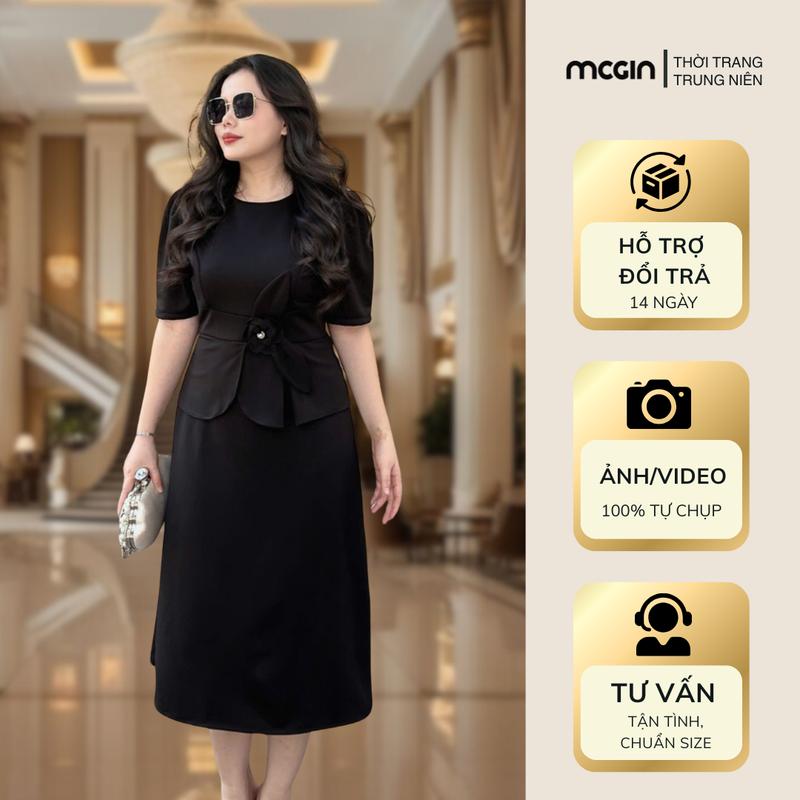 Đầm công sở bigsize cao cấp sang trọng ôm dáng Sammy CG052 đính hoa thanh lịch kín đáo chất cotton co giãn thoải mái thích hợp đi sự kiện đi tiệc cưới Dress Nữ Women Kem Thun Voan GMV MAX đầm  đỏ Voi.