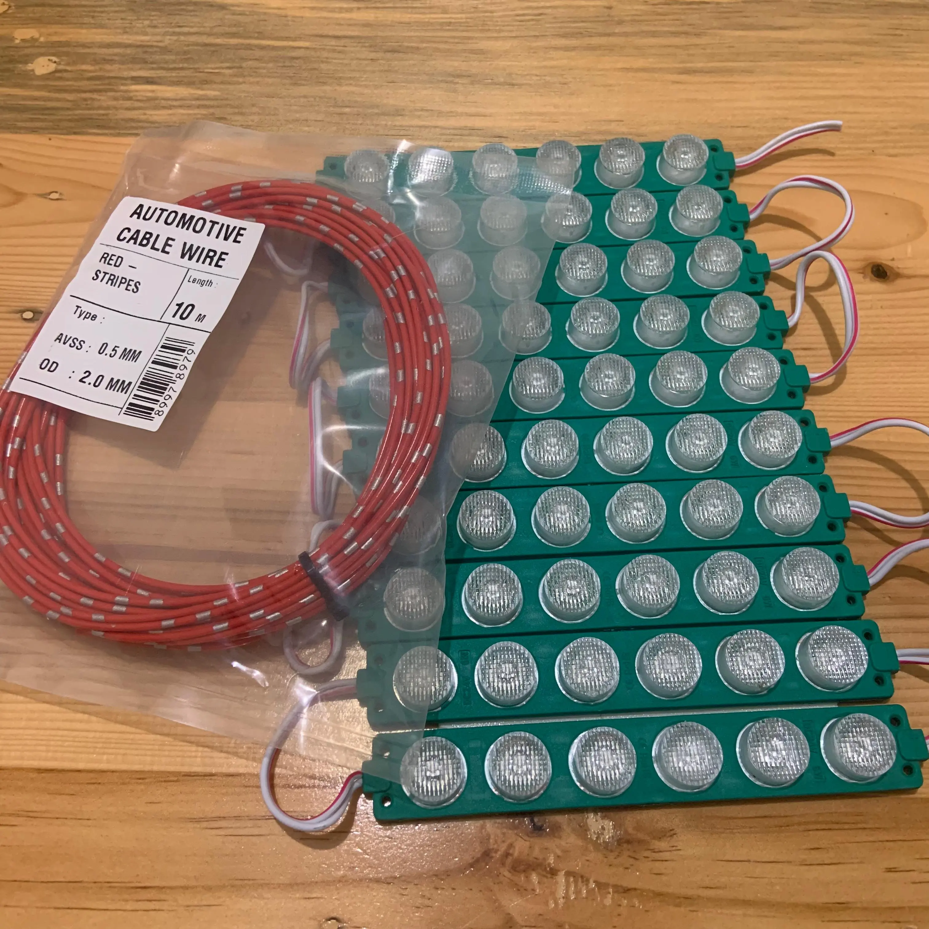 10 biji led modul 6 mata + Kabel 10M Lampu Kolong Variasi Truk Mobil Motor