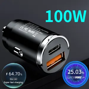 【COD】100W Casan Mobil Super Cepat Pengisi Daya Cepat Charger Usb Mobil Casan Hp Buat Di Dalam Mobil Mobil Super Cepat Adaptor Charger Mobil Fast Charging Adaptor Port Usb Tipe-c Car Kabel
