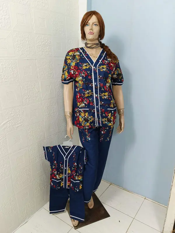 PIAMA CP BAJU TIDUR BATIK BAGAN SIAPI API BAHAN KATUN MOTIF BUNGA UK 3,M,L,XL 7