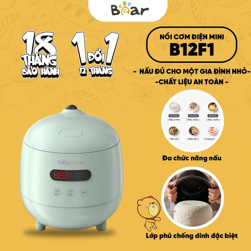 Nồi cơm điện mini đa năng Bear 1.2L lòng nồi 0.3L DFB-B12F1 nhỏ gọn tiện lợi