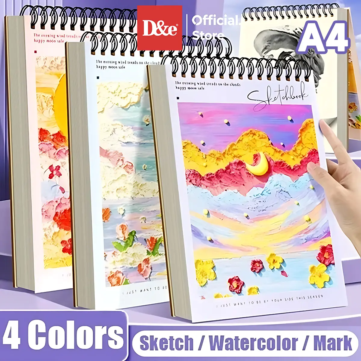 [Ready]Sketchbook A4 Buku Gambar Vertikal Jilid Spiral Aesthetic Buku Sketsa 45 Lembar Kertas Halus Penjilidan Benang Ganda Desain Sobek Cocok untuk Sketsa dan Melukis