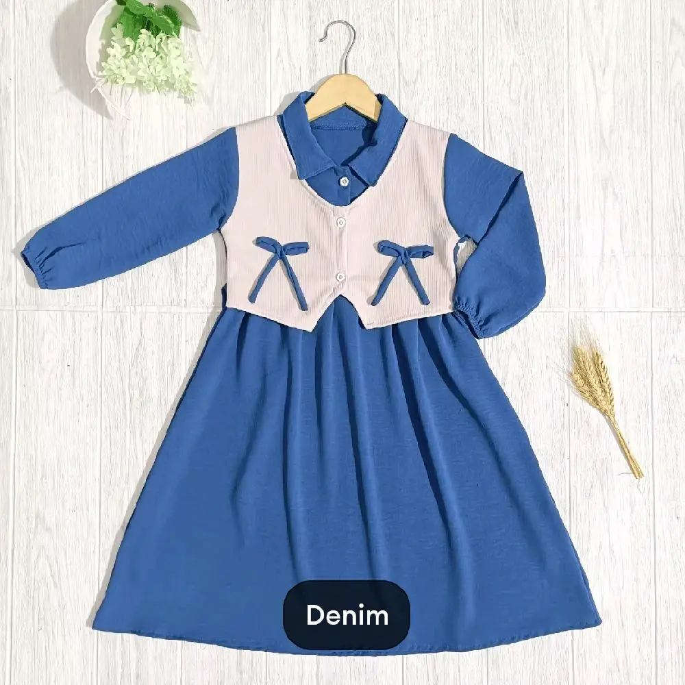 Gamis Muslim Anak Perempuan Terbaru RAISHA DRESS Model Simple Lucu Usia 4-12 Tahun