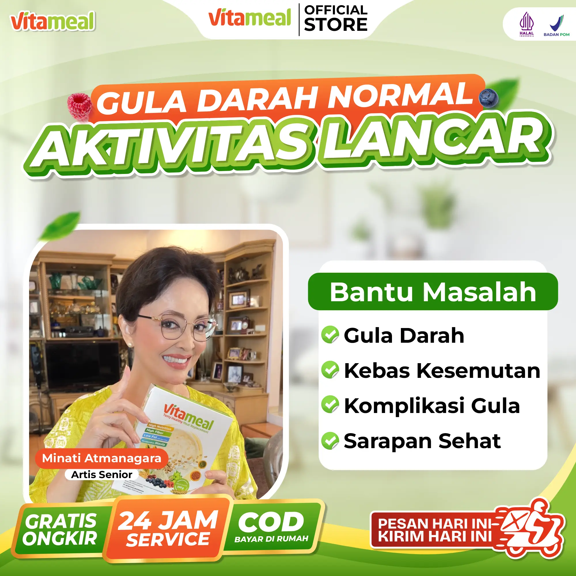 SEREAL VITAMEAL 1 - 4 Box, NEW Variant Less Sugar | ORIGINAL RESMI |  Bantu Masalah Gula Darah | Sumber Nutrisi Makanan Sehat | Cereal Food Granola Oatmeal | Sereal Susu Dairy Milk