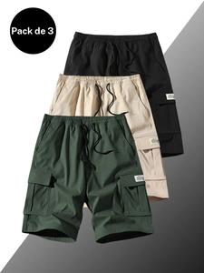 Shorts cargo para hombre con cintura elástica, sueltos y con cordón, cómodos para verano, ideales para actividades al aire libre, ropa casual, jogging, gimnasio, uso diario, shorts athleisure.