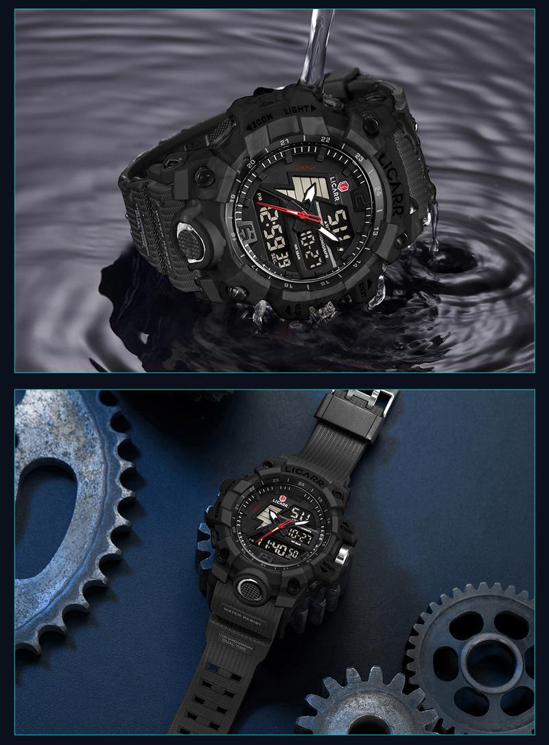 Product Introduction of LICARR Jam Tangan Pria Olahraga Analog-Digital Fashion Tahan Air Santai Kuarsa Jam Tangan Cowok Original Merek Stopwatch 9528 49