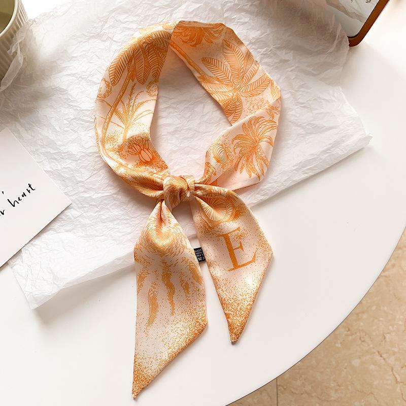 Product Introduction of New Brand Fashion Letter Pattern Women Silk Riband Handle Bags Scarf Small Ribbon Hair Band Headband Scarves & Wraps Hair Ties for girls A-Z 18
