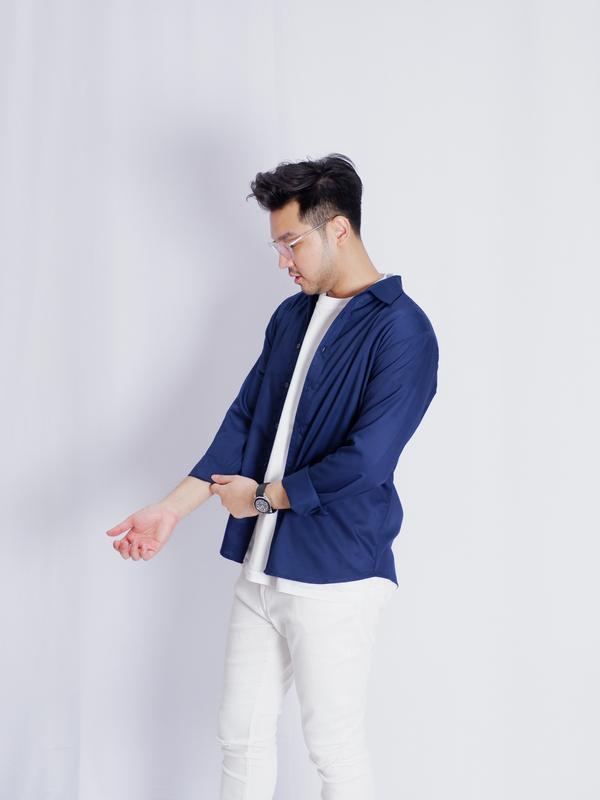Tryst - Helcurt Cotton Shirt | Kemeja Lengan Panjang | Katun Toyobo Premium | Kemeja Pria Slimfit Polos | Baju Kerja Formal | Atasan Cowok Dewasa | Casual Basic Lembut 4