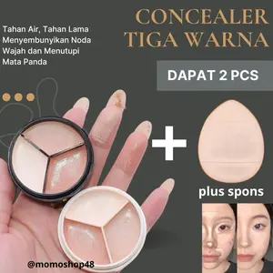 2Pcs Tricolor / Concealer Tahan Lama dan Air / Concealer 3 Warna Waterproof Foundation Wajah