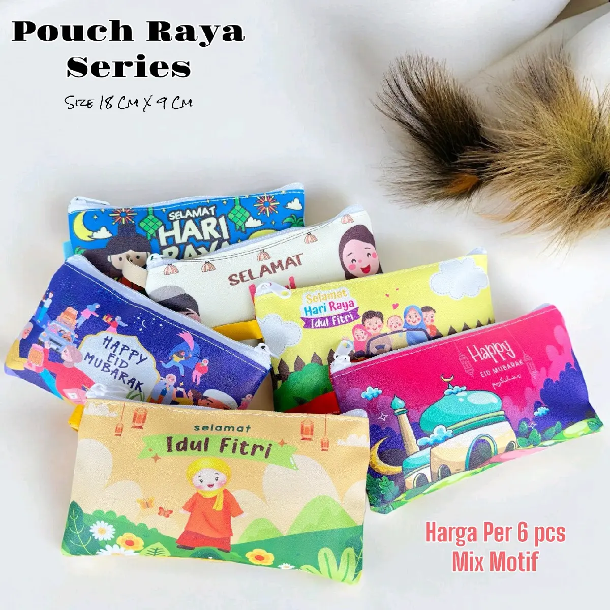 Dompet Series Raya Pouch Random Motif Dapat 6pcs Uang Wanita