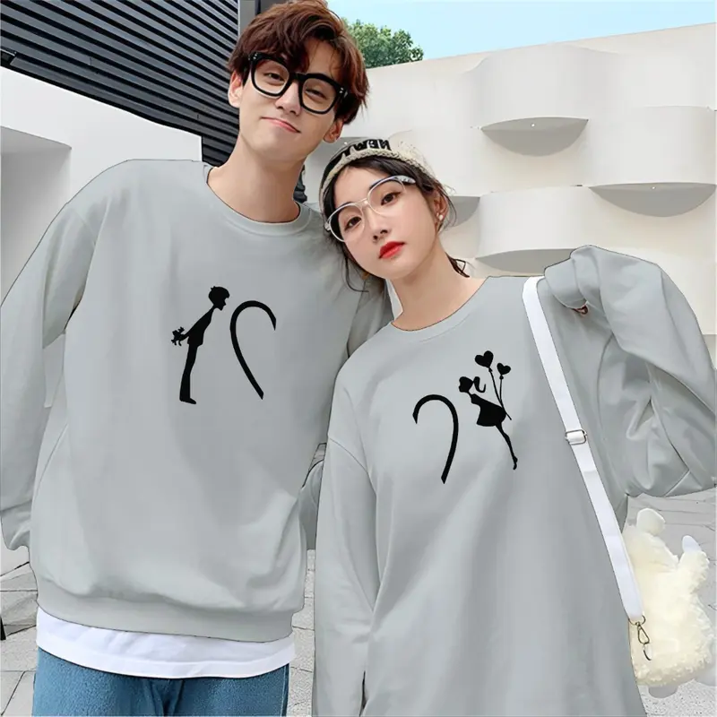 Kaos Couple Pasangan Love Orang/Kaos Pria Wanita Lengan Panjang Bahan Baby Terry Premium/Kaos Kapelan 0