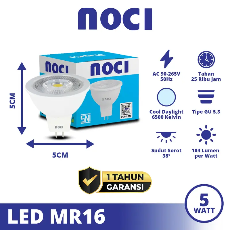 Noci Lampu LED MR16 Tipe E27/GU5.3 5-7 Watt Cahaya Kuning 3000K/Putih 6500K Super Terang Hemat Daya