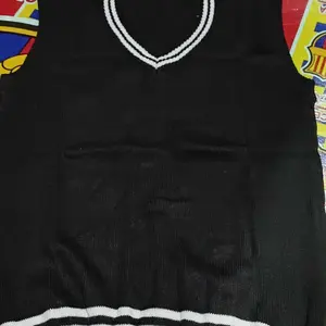 Rompi Pria Rajut Korean Look Vneck List Putih Hery / Vest Korea List Herry.potters  Sweater Rompi