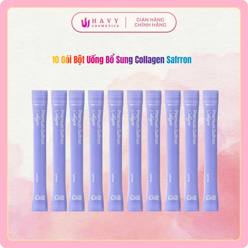 10 Gói Bột uống Collagen Giúp Trắng Da Gilaa Premium Saffron Collagen 10x2g