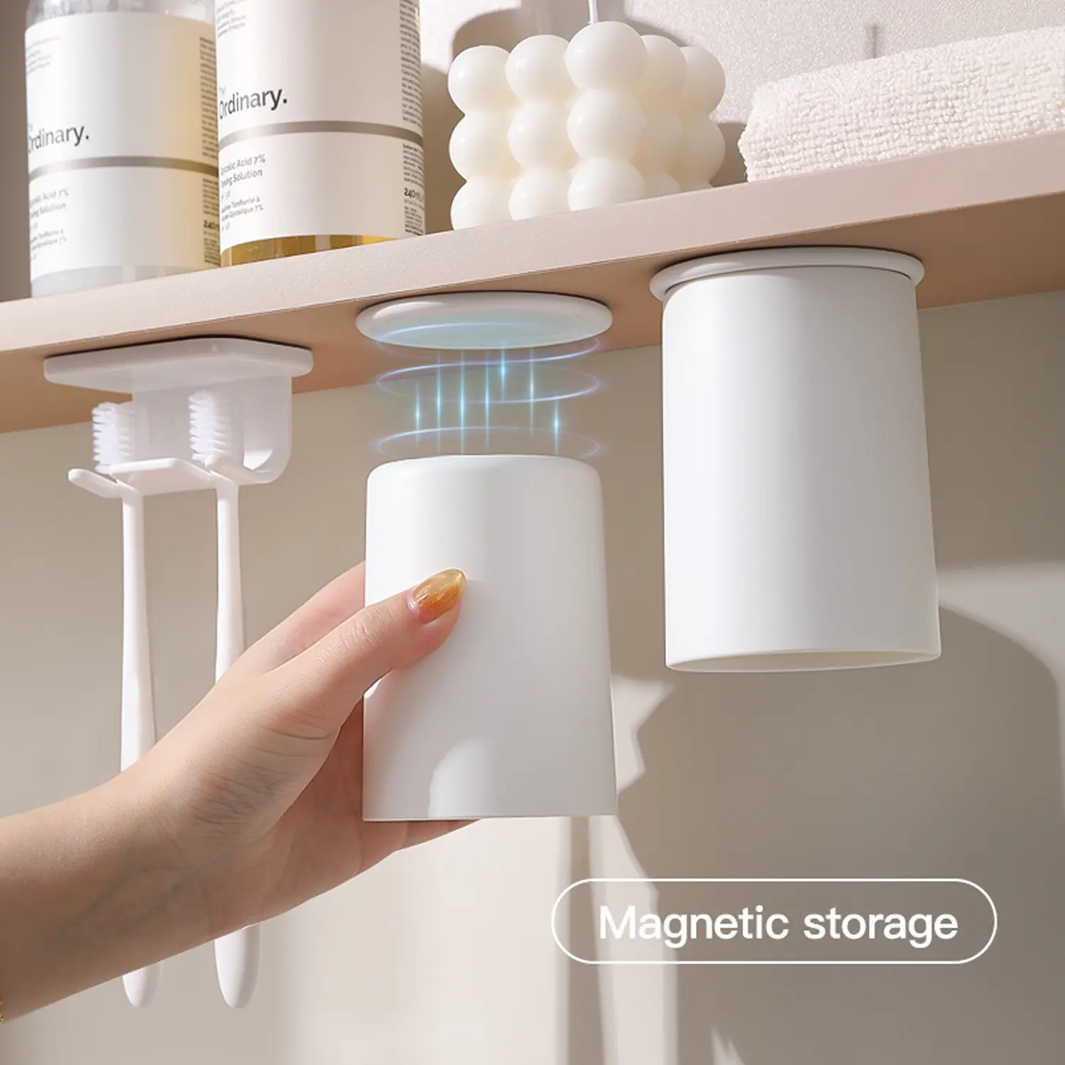 Toothbrush storage rack, toothbrush cup, washstand, inverted water-draining storage rack, wall-mounted magnetic suction gargle cup