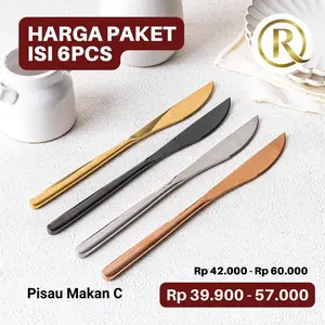 Paket Isi 6pcs Pisau Makan C Stainless Steel Korea Tebal 21cm