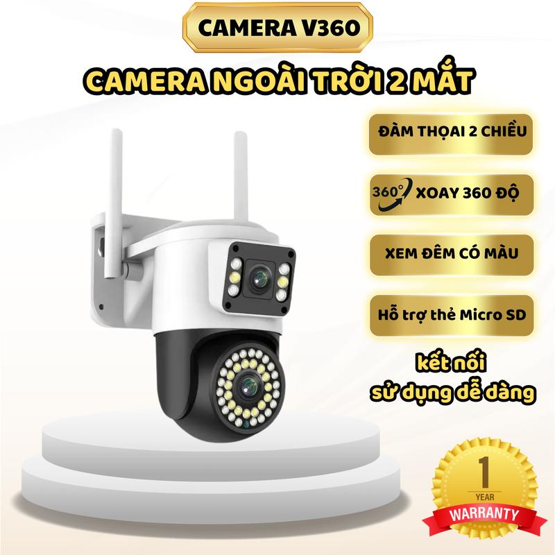 CCTV Camera An Ninh 2 Mắt 2 Màn Hình Phát Hiện Chuyển Động