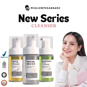 MS GLOW - FACIAL WASH NEW SERIES SUPER CLEAN/BLEMISH/WCD Cleansing Pencerah Muka Mencerahkan Cleanser Normal Skin Kering  Berjerawat