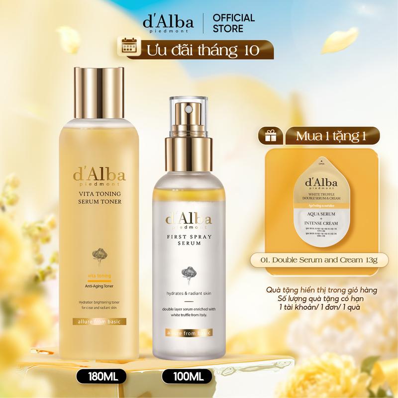 Chăm Sóc Hỗ Trợ Căng Bóng Và Dưỡng Ẩm (Toner Serum Dưỡng Ẩm 180ml, Fist Spray Serum 100ml)