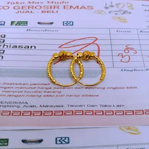 emas muda anting wanita motip gifsi ukir free surat dari toko
