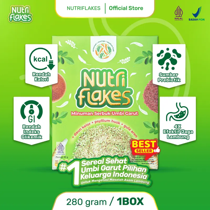 Nutriflakes Sereal Umbi Garut Bantu Redakan Asam Lambung dan Maag Paket 1 Box 0