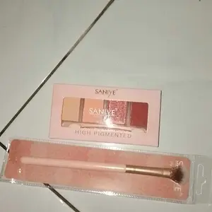 SANIYE LIVE BUNDLE 2pcs Eyeshdow 4 Warna HIgh Pigmented & Brush Eyeshadow E0459 & A101
