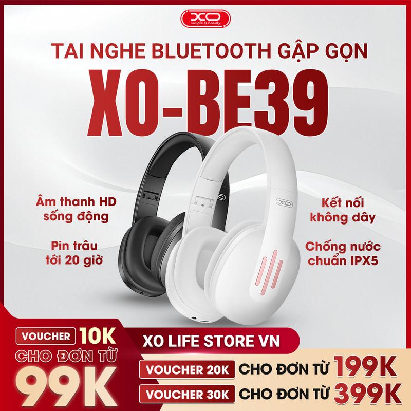 [LIVESTREAM] Tai Nghe Bluetooth XO-BE39 Chụp Tai Gập Gọn, Nghe Nhạc Bass Mạnh HD, Pin Trâu 20 Giờ, Bluetooth 5.0, Chống Nước IPX5, Hỗ Trợ AUX, Phù Hợp Học Online, Du Lịch, Thể Thao Ngoài Trời