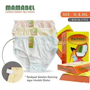 Celana Dalam Ibu Hamil Mamabel Kancing 1 Box Isi 3pc Size XL XXL Bumil Perempuan Wanita Katun