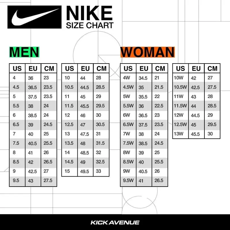 Nike Jordan Low Size Chart Nike Jordan Men's And Women's