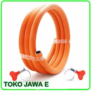 SELANG GAS ORANGE Panjang 1 Meter Ber SNI ANTI BOCOR + Klem 2 Pcs -NEW