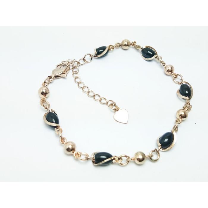 Gambar VeE Gelang Wanita Lapis Emas 18K Batu Giok Hitam dari Vee Jewelry Store Kota Bekasi Tokopedia