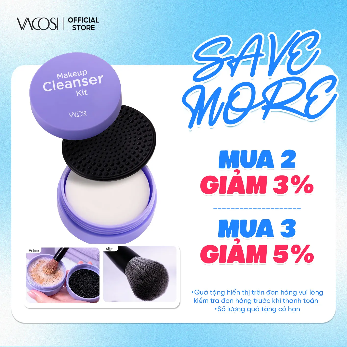 Soap Rửa Cọ Trang Điểm VACOSI - DC14 – Dễ Làm Sạch, Chuyên Dụng
