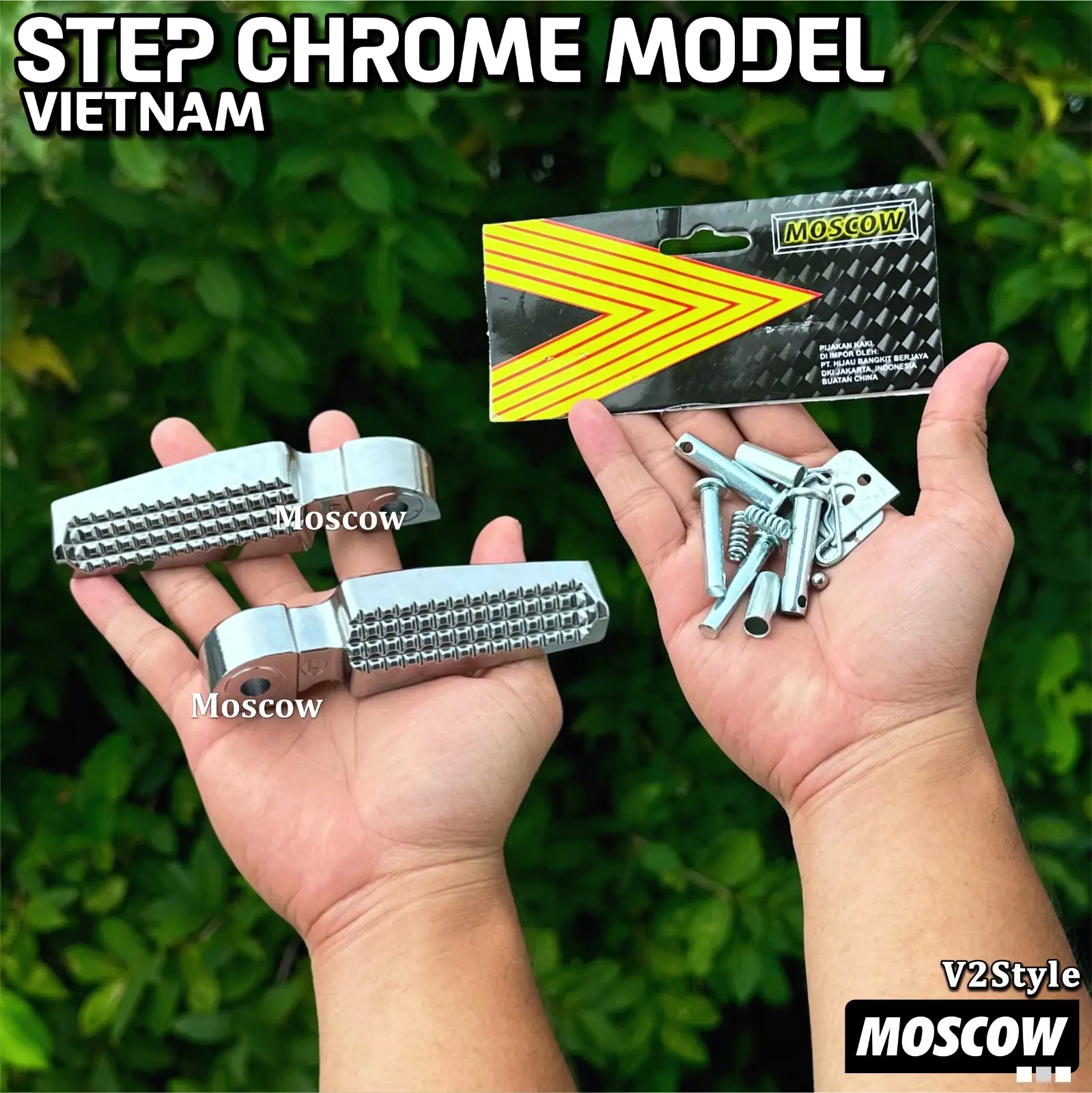 Step Chrome Moscow G4803 Pijakan Kaki Belakang Motor CHROM Vario Beat Scoopy Supra Dll Footstep Step Vietnam Pijakan Kaki Motor Foot Step Belakang Motor Universal MIO BLADE JUPITER RXK VEGA BUSTEP INJAKAN KAKI BELAKANG MOTOR MATIC CROME SEPASANG KIRI KANA