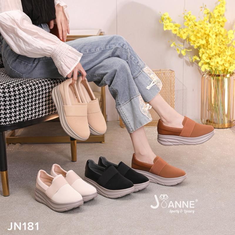 JOANNE Closed Toe Wedges Shoes Sepatu Wanita #JN181 Black Casual 2
