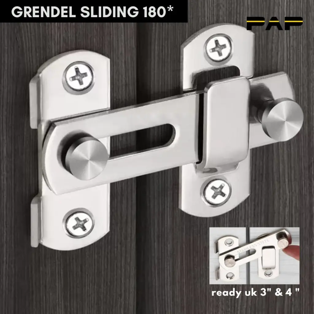 GERENDEL kait siku Grendel pintu geser Sliding Tekuk kunci pintu rumah dan lemari anti karat berkualitas 3 " dan 4 " | 2053