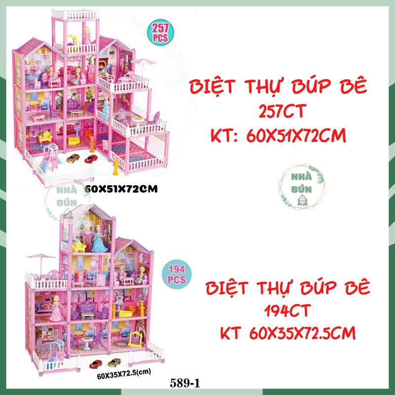Biệt Thự Lâu Đài Búp Bê Công Chúa 4 Tầng Lắp Ráp Cho Bé Tự Do Sáng Tạo Đồ Chơi Toy Nhà Búp Bê A64 M82