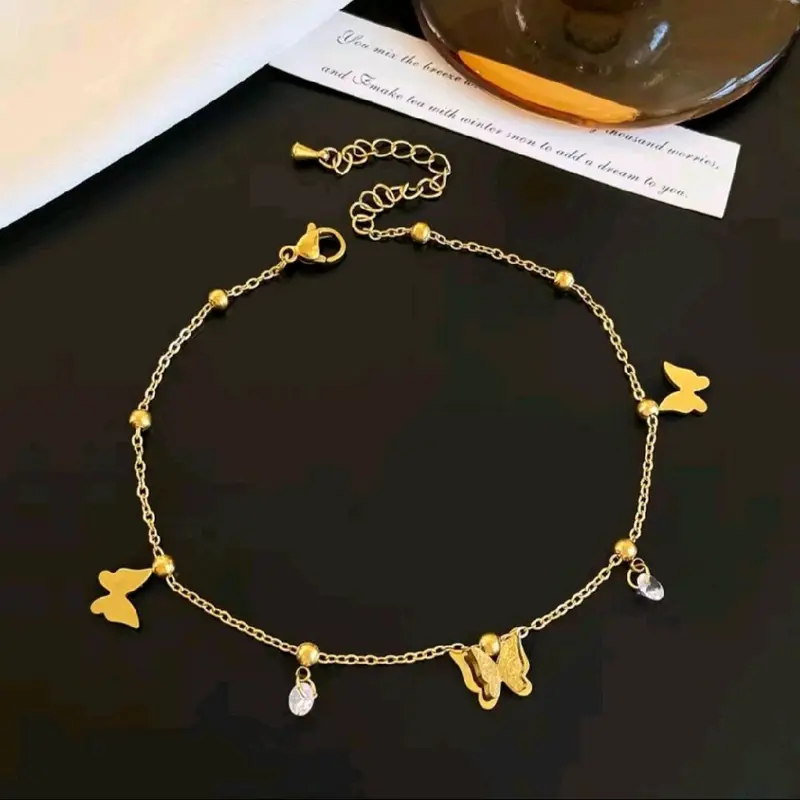 TERBARU Gelang Titanium Wanita Gelang Kaki Kekinian Anti Karat dan Tidak Luntur (COD) 5