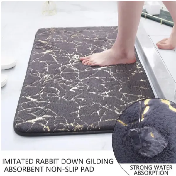 WWEISHOP KESET KAKI ANTI SLIP MARBLE / MEMORY FOAM MAT MARBLE CORAL / KESET MEWAH MENYERAP AIR Spons