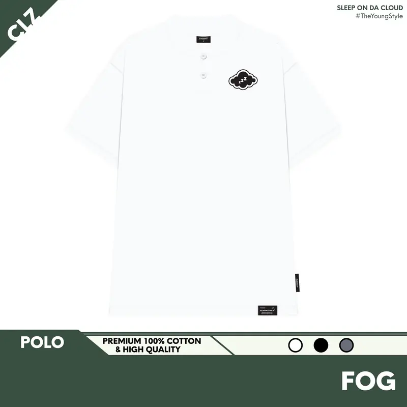 Áo polo tay lỡ nam nữ cotton thun phông có cổ CLOUDZY localbrand unisex đen trắng oversize POLO FOG 0