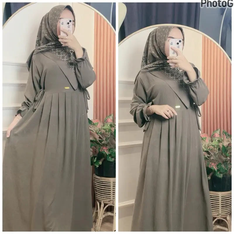 Nikita Dress Muslim Gamis Crinkle Airflow//Busui//LD -+120Cm 0