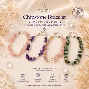 Gelang Kristal Energy Chip Stone Adjustable Aura Wish | Gelang Kristal Batu Alam Original