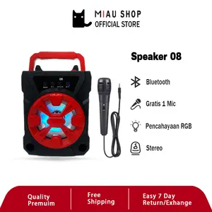 Speaker Portable Bluetooth Speaker 3.5 Inch Seri 08 Kualitas Suara Terbaik Bluetooth Mikrofon Gratis