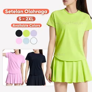 SETELAN PADEL TENNIS OLAHRAGA WANITA T-SHIRT + ROK CELANA OLAHRAGA WANITA K14 dan SK14